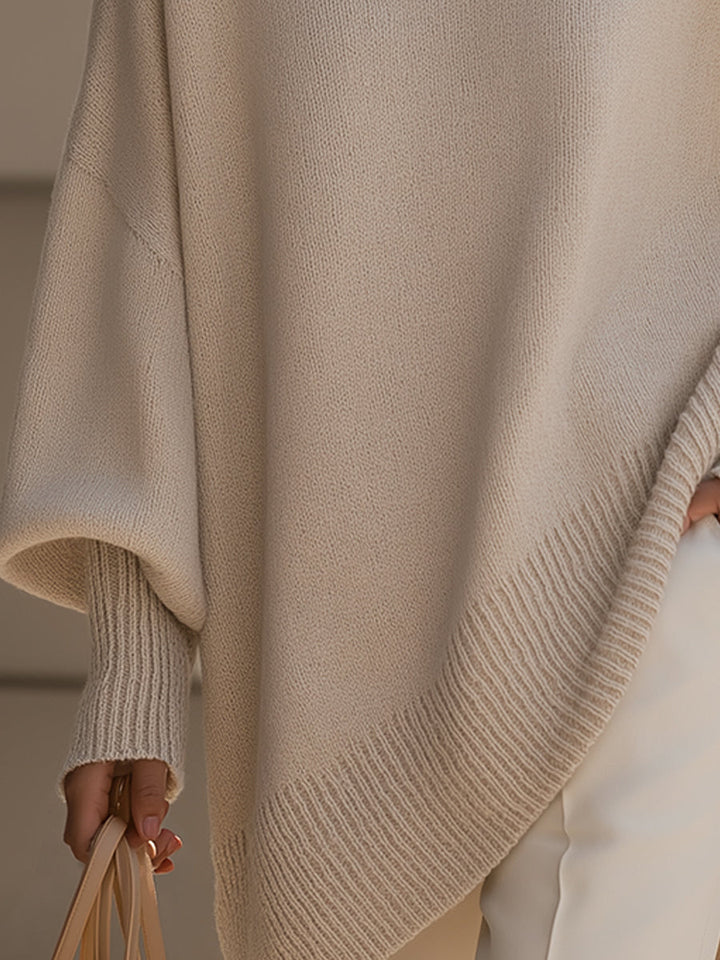 Skye | Elegant Oversized Knit Poncho With Asymmetrical Design