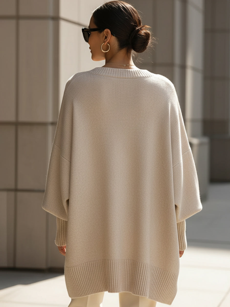 Skye | Elegant Oversized Knit Poncho With Asymmetrical Design