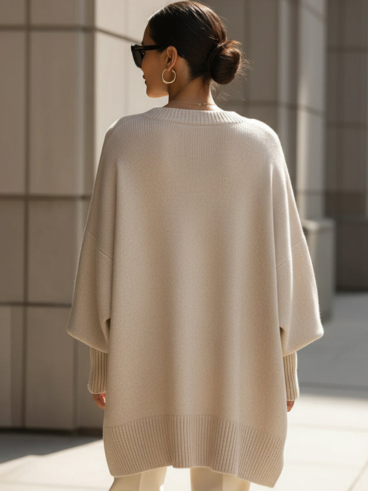 Skye | Elegant Oversized Knit Poncho With Asymmetrical Design