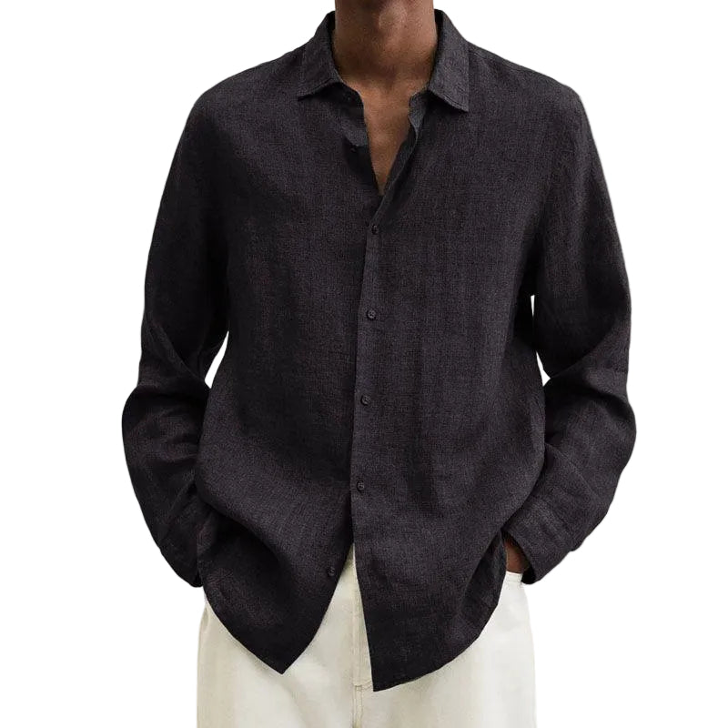 Hunter | Elegant Long Sleeve Button-Up Linen Shirt For Men