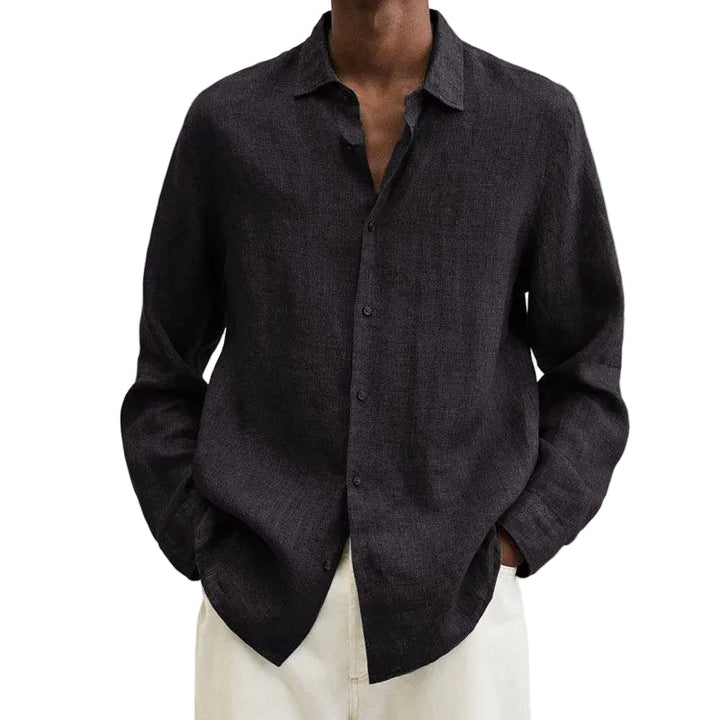Hunter | Elegant Long Sleeve Button-Up Linen Shirt For Men