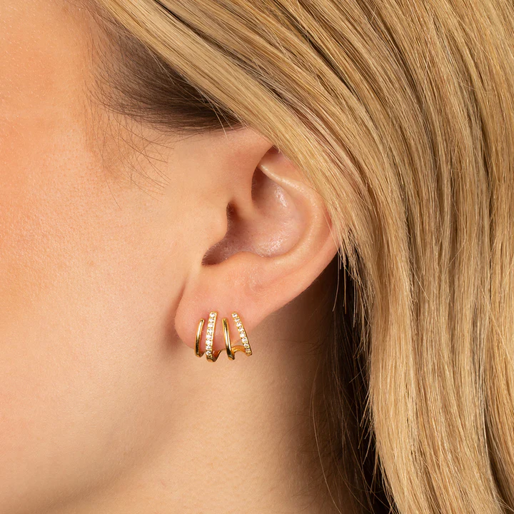 Tiana | Elegant Gold Hoop Earrings With Crystal Accents