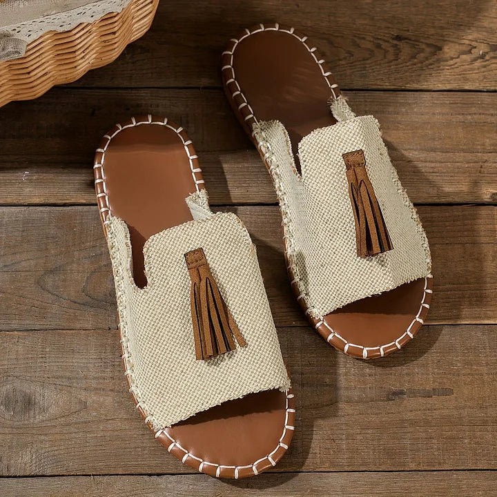 Bohemian Tassel Sandals With Ethnic Print And Arch Support