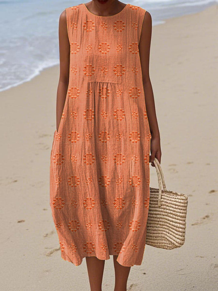 Dara | Elegant Sleeveless Embroidered Maxi Dress With Tummy Coverage