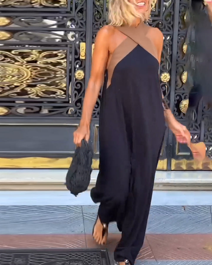 Harper | Elegant Halter Crossover Maxi Dress With Backless Design