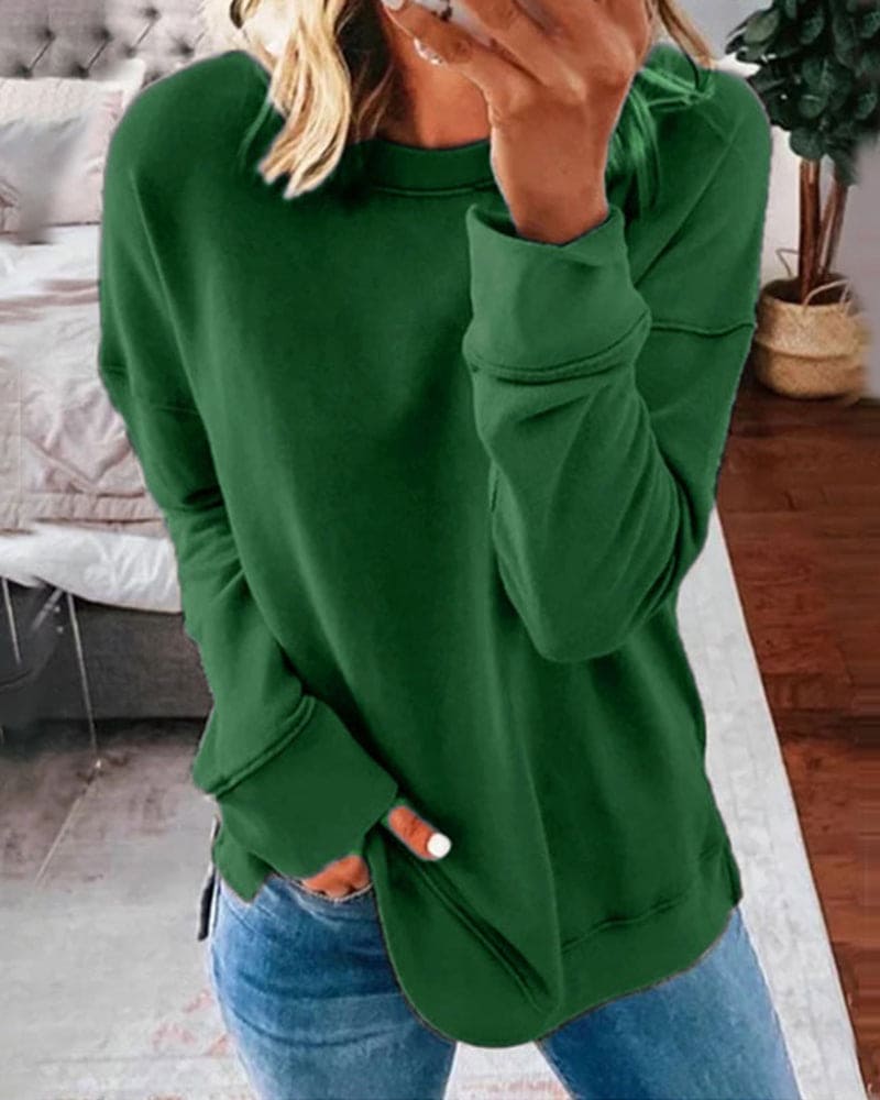 Raquel | Chic Crew Neck Long Sleeve Sweatshirt Women