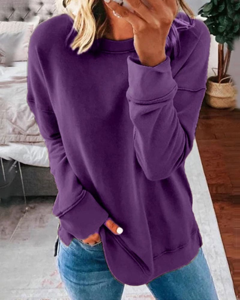 Raquel | Chic Crew Neck Long Sleeve Sweatshirt Women