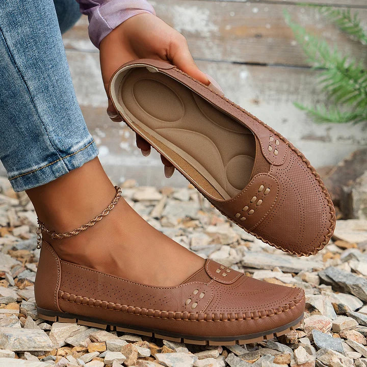 Beatrix | Chic Perforated Flat Sandals With Arch Support