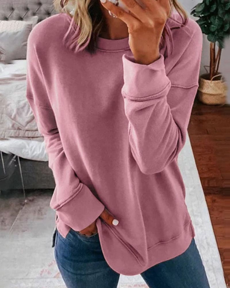 Raquel | Chic Crew Neck Long Sleeve Sweatshirt Women