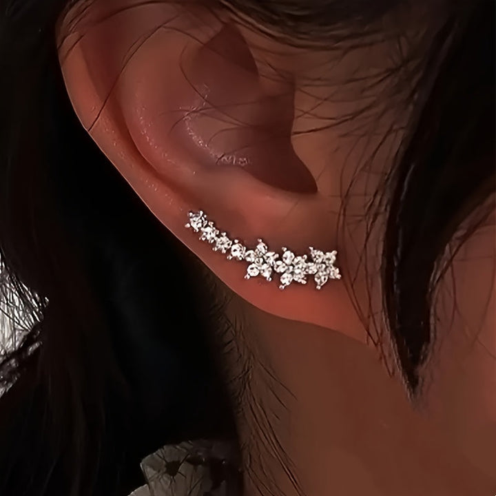 Millie | Elegant Floral Crystal Ear Climber Earrings