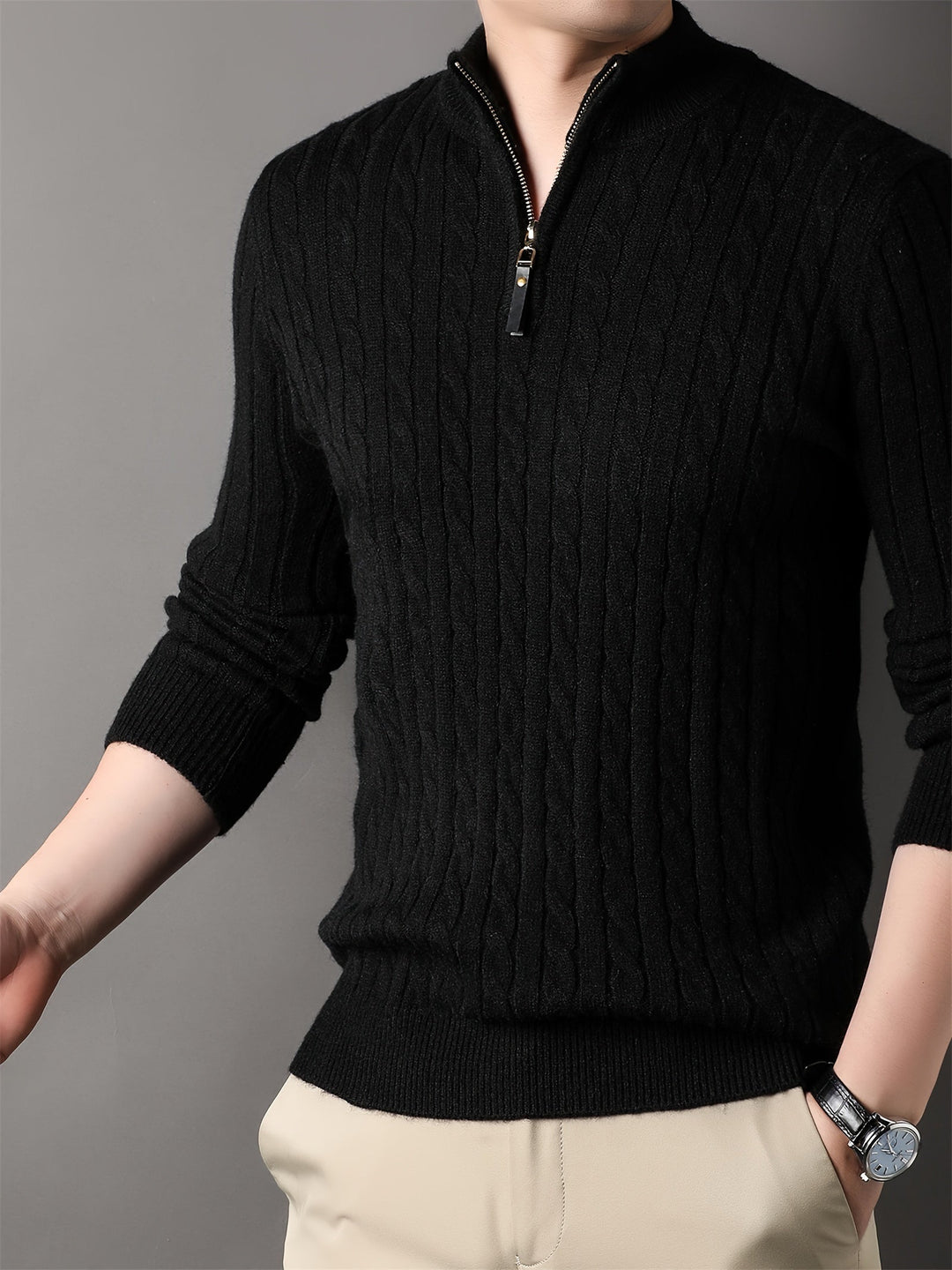 Connor | Men’s Half Zip Ribbed Knit Sweater