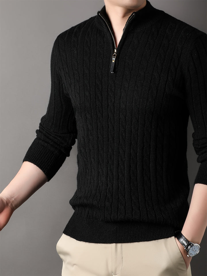 Connor | Men’s Half Zip Ribbed Knit Sweater