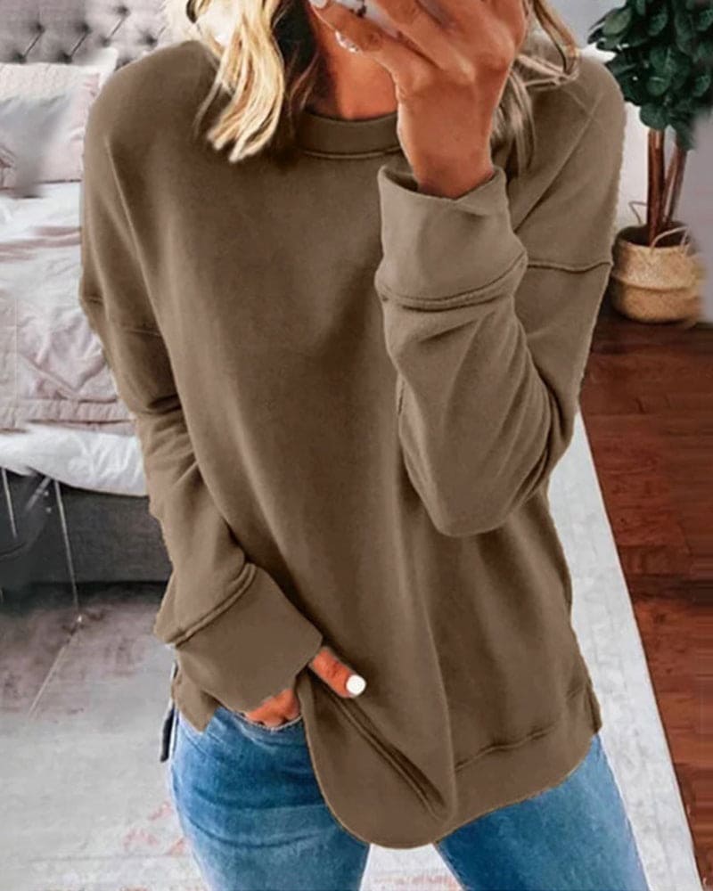 Raquel | Chic Crew Neck Long Sleeve Sweatshirt Women