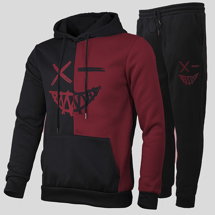 Damien | Stylish Color Block Hoodie And Jogger Set With Graphic Design