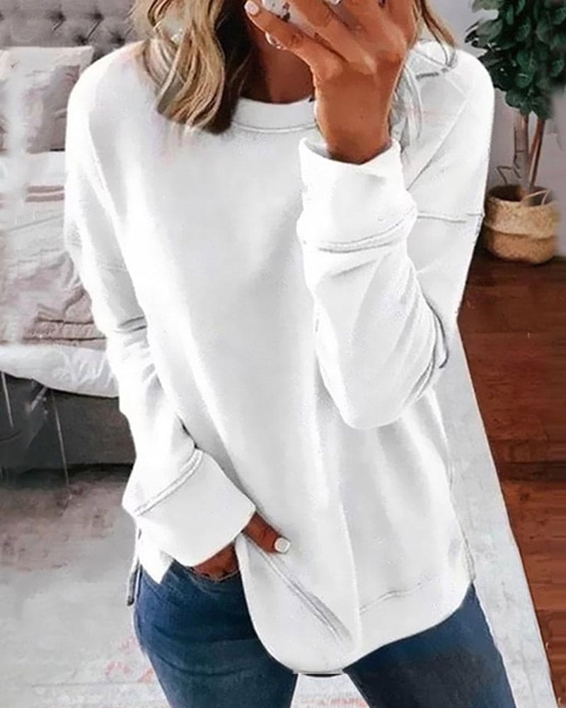 Raquel | Chic Crew Neck Long Sleeve Sweatshirt Women