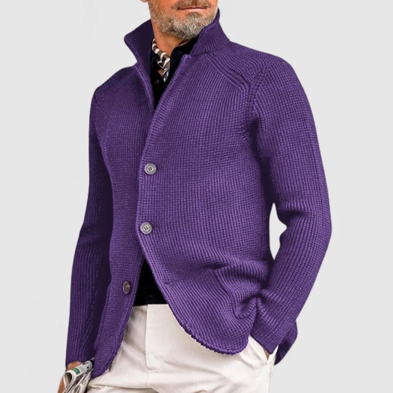 Eddie | Stylish Button-Up Ribbed Knit Cardigan For Men