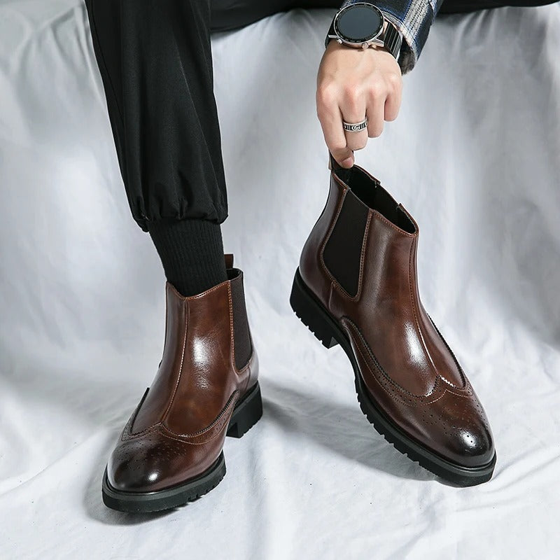 Margot | Elegant Brogue Chelsea Boots With Premium Leather
