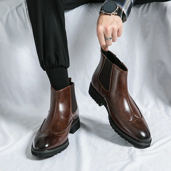 Margot | Elegant Brogue Chelsea Boots With Premium Leather