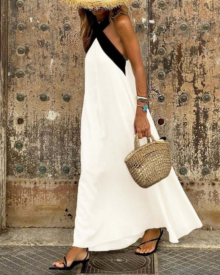 Harper | Elegant Halter Crossover Maxi Dress With Backless Design