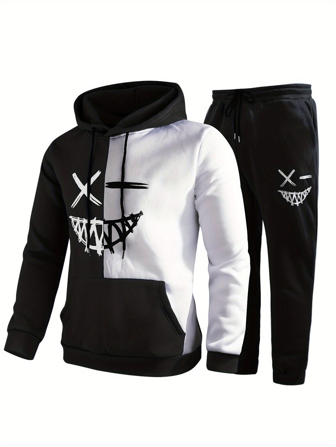 Damien | Stylish Color Block Hoodie And Jogger Set With Graphic Design