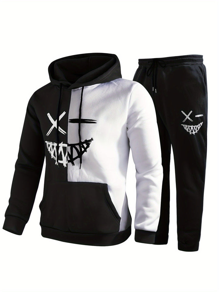 Damien | Stylish Color Block Hoodie And Jogger Set With Graphic Design