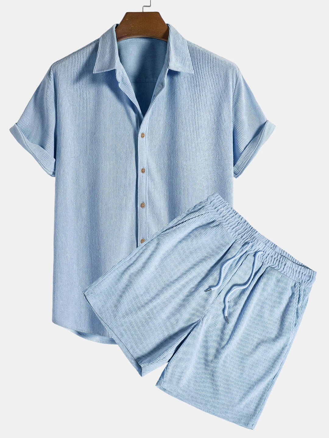 Bali | Elegant Striped Linen Two Piece Set Men Short Sleeve