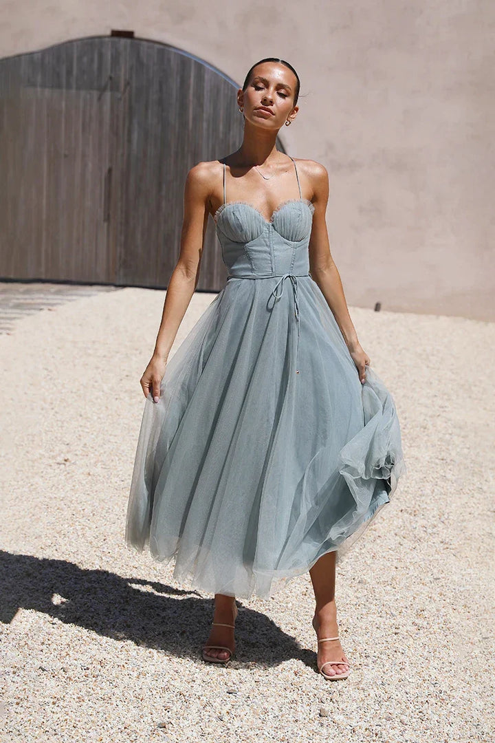Cordelia | Elegant Sweetheart Tulle Midi Dress