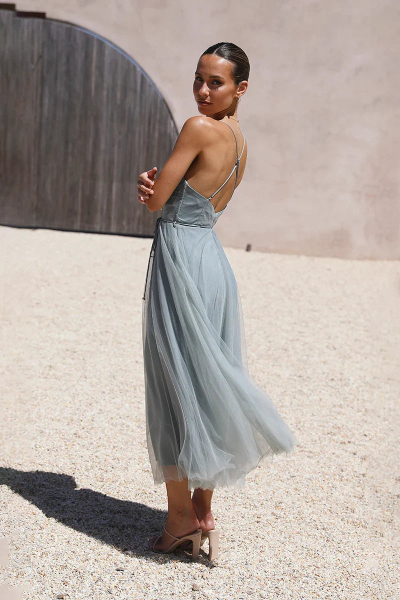 Cordelia | Elegant Sweetheart Tulle Midi Dress