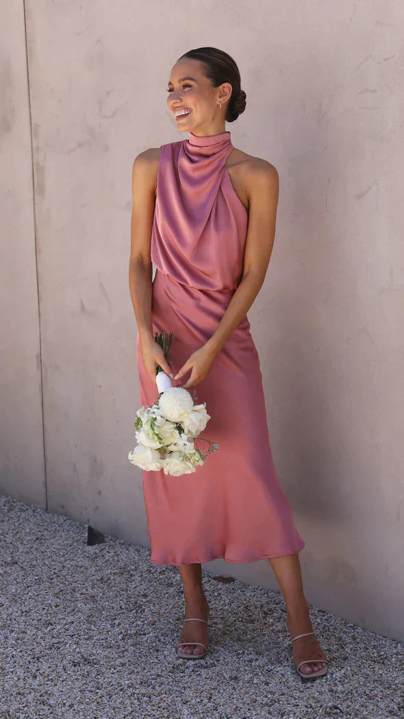 Belle | Elegant Halter Neck Midi Dress