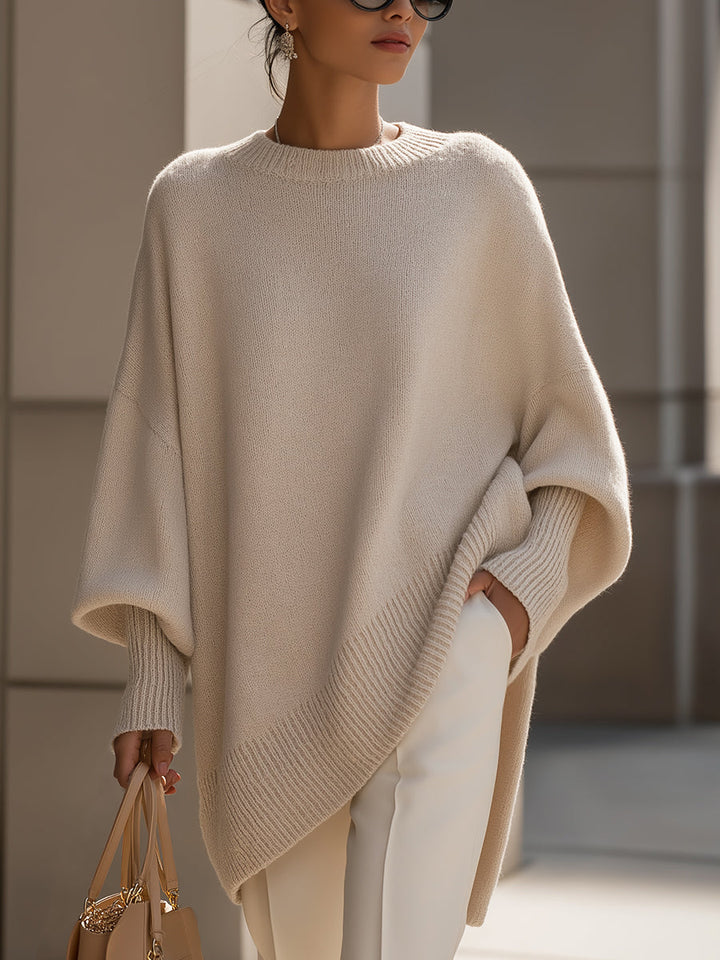 Skye | Elegant Oversized Knit Poncho With Asymmetrical Design