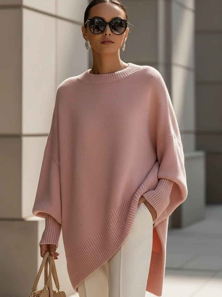 Skye | Elegant Oversized Knit Poncho With Asymmetrical Design