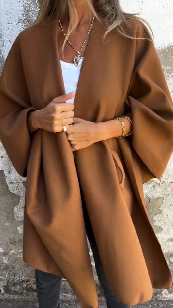 Freya | Elegant V-Neck Cape Jacket With Wrap Silhouette