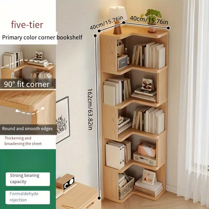 Evelyn | Elegant Tiered Corner Storage Cabinet With Natural Wood