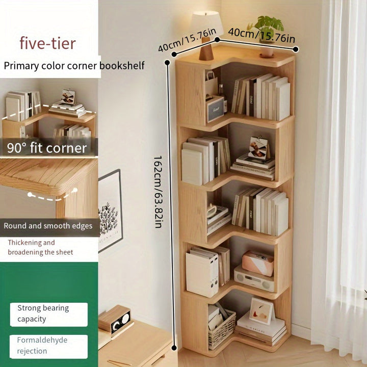 Evelyn | Elegant Tiered Corner Storage Cabinet With Natural Wood