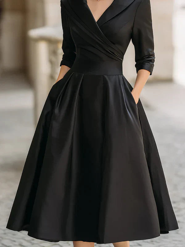 Adelaide | Elegant Wrap V-Neck Midi Dress With A-Line Silhouette