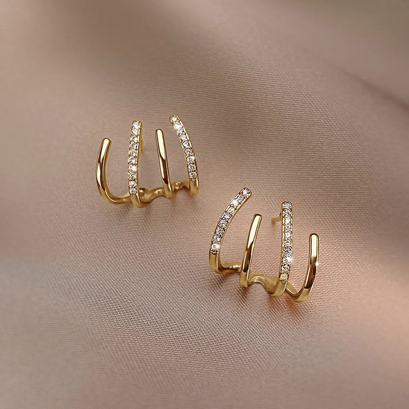 Beatriz | Elegant Gold Crystal Hoop Earrings With Rhinestone Details
