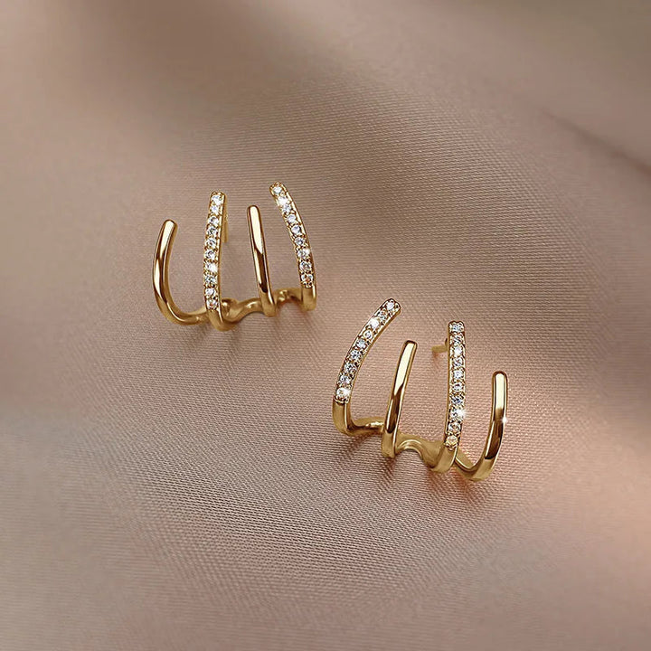Tiana | Elegant Gold Hoop Earrings With Crystal Accents