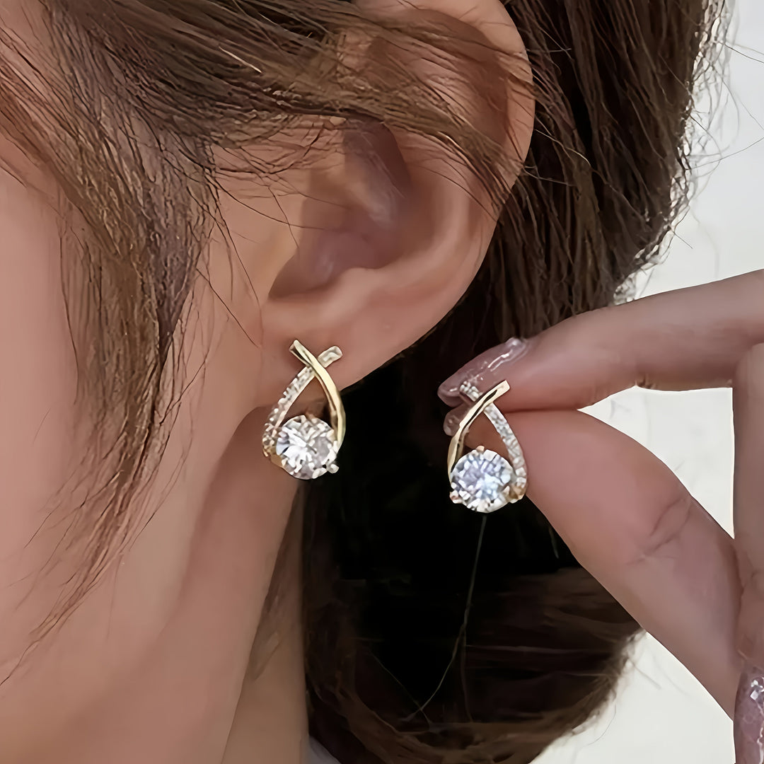 Margot | Elegant Cross Crystal Stud Earrings Gold
