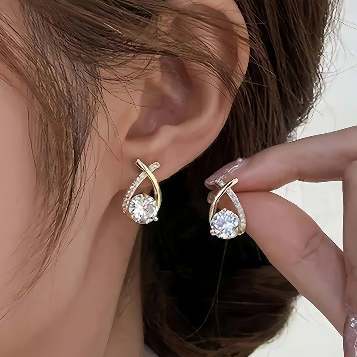 Margot | Elegant Cross Crystal Stud Earrings Gold