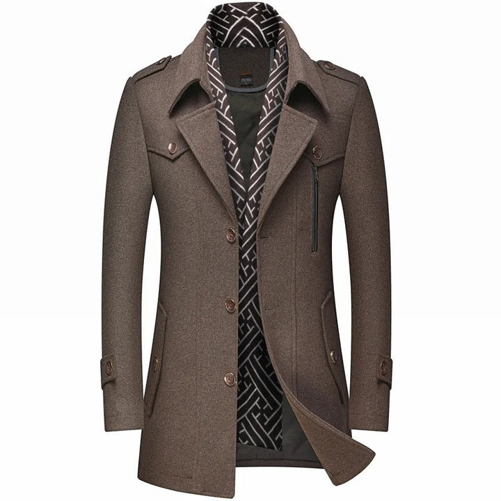 Vincent | Elegant Double-Breasted Wool Overcoat With Lapel Collar