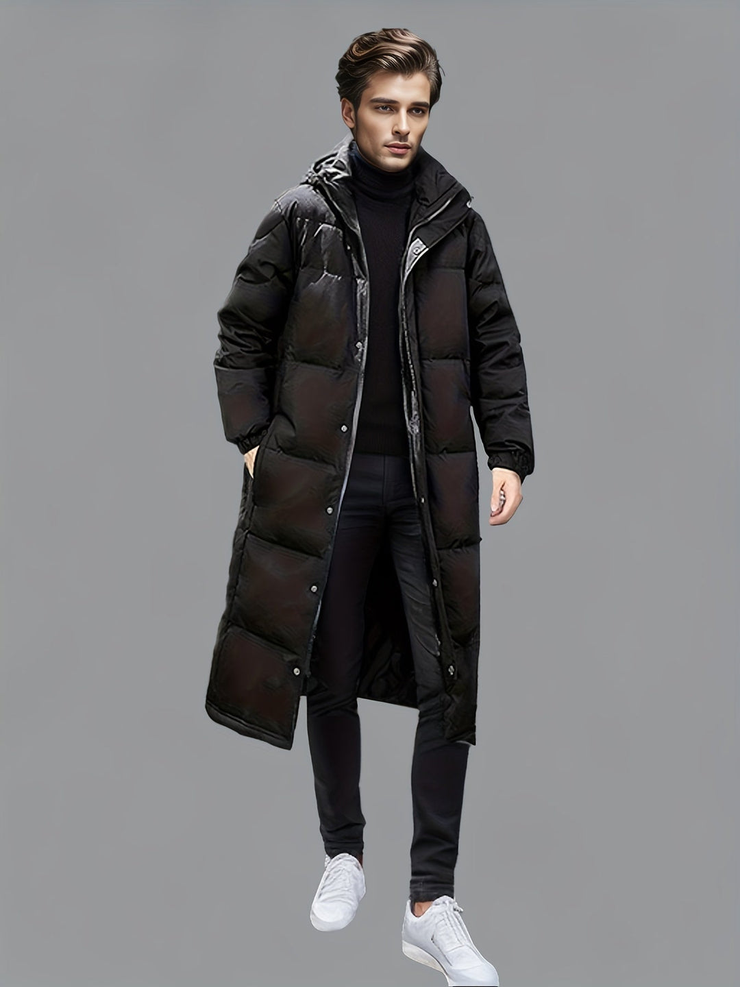 Enya | Stylish Long Hooded Puffer Coat For Men