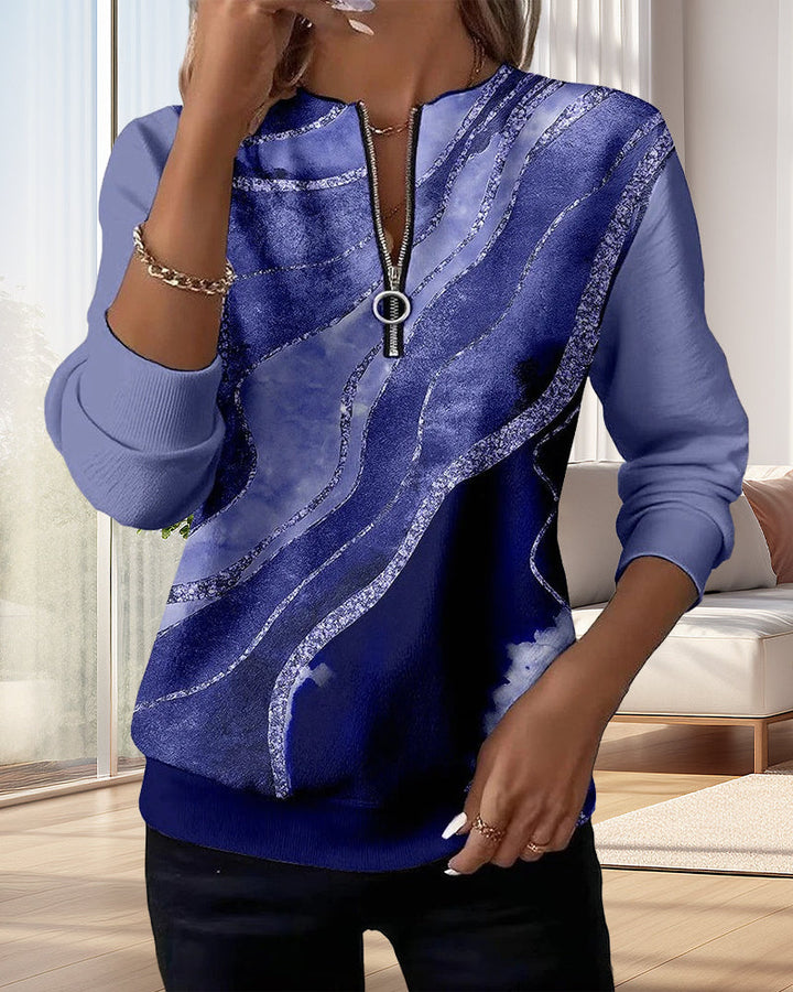 Eliana | Stylish Half-Zip Sweatshirt With Marble Print