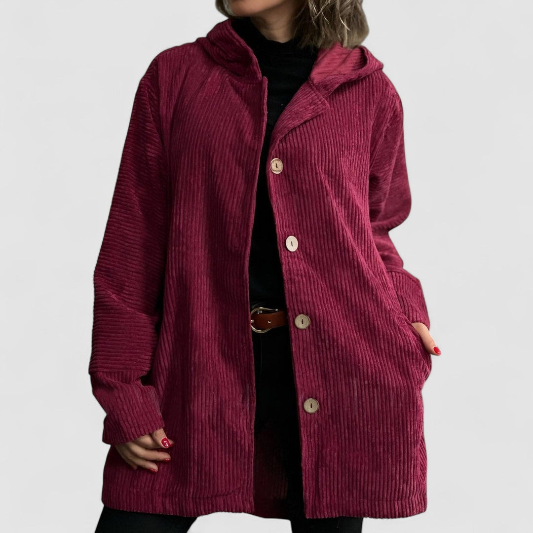 Cordia | Stylish Hooded Corduroy Jacket With Button Front