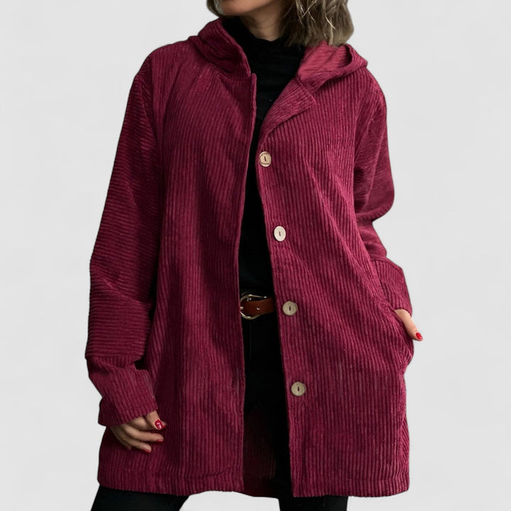Cordia | Stylish Hooded Corduroy Jacket With Button Front