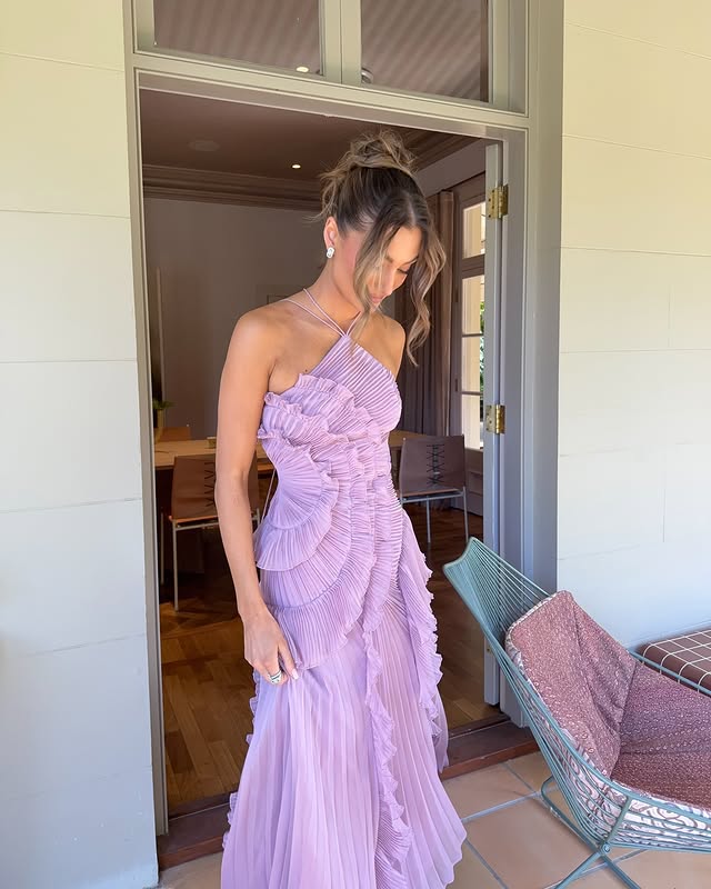 Thea | Elegant Halter Ruffle Maxi Dress