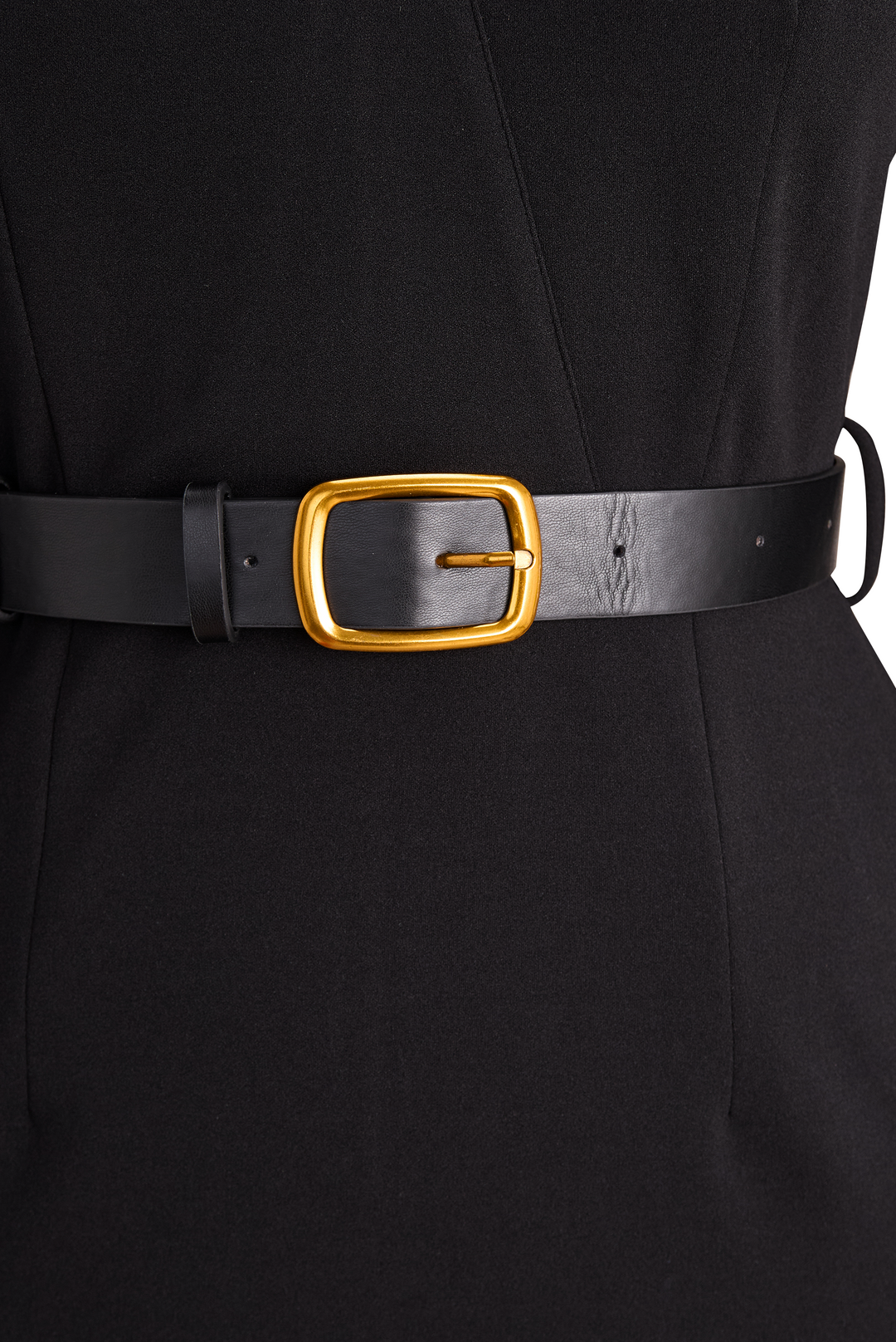 Lucinda | Elegant Black Wrap Midi Dress With Belt