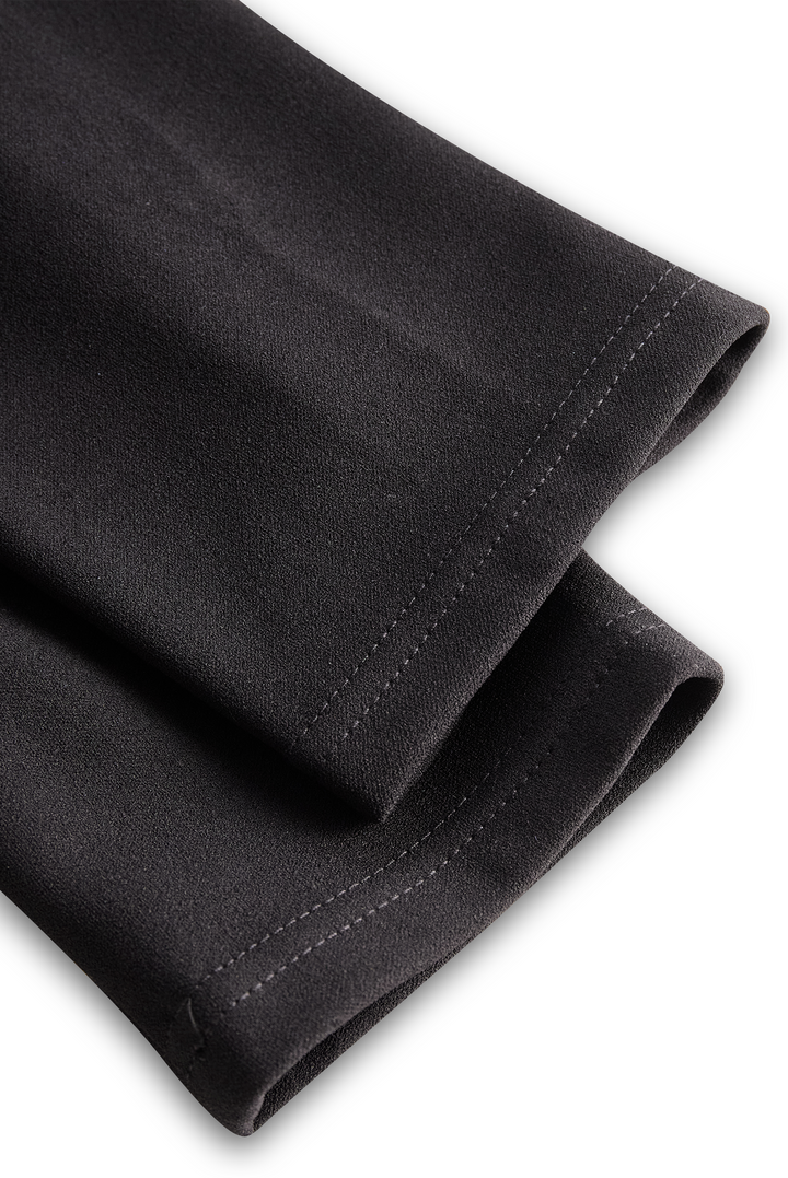 Lucinda | Elegant Black Wrap Midi Dress With Belt