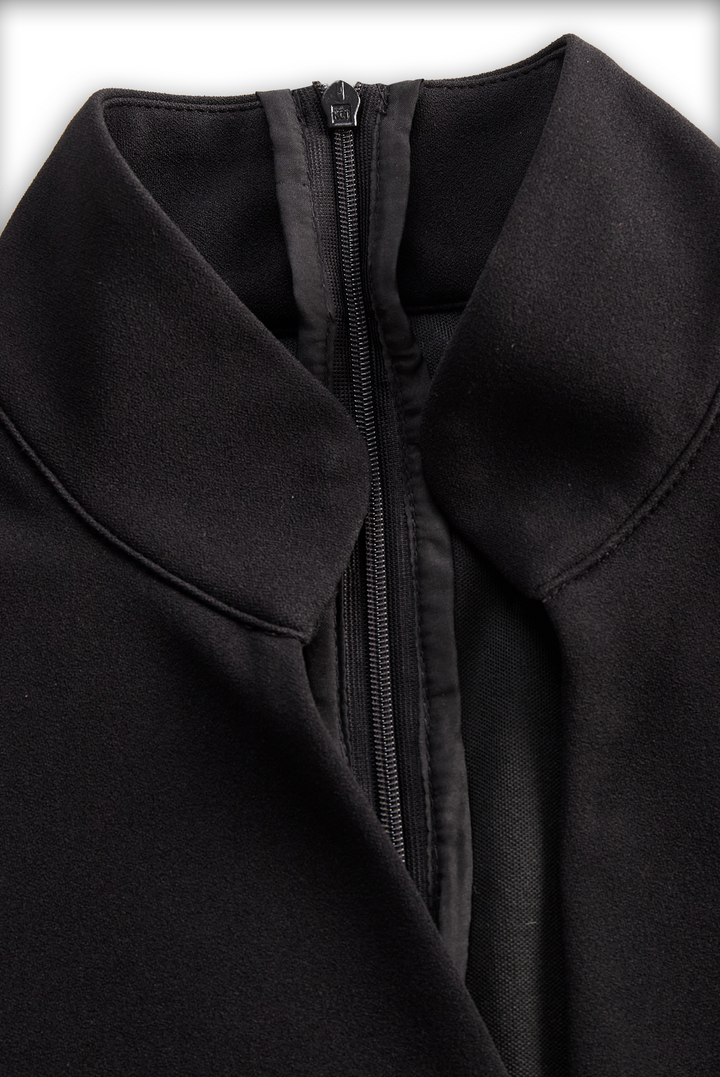 Lucinda | Elegant Black Wrap Midi Dress With Belt