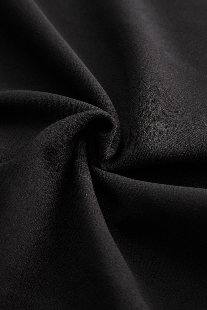 Lucinda | Elegant Black Wrap Midi Dress With Belt