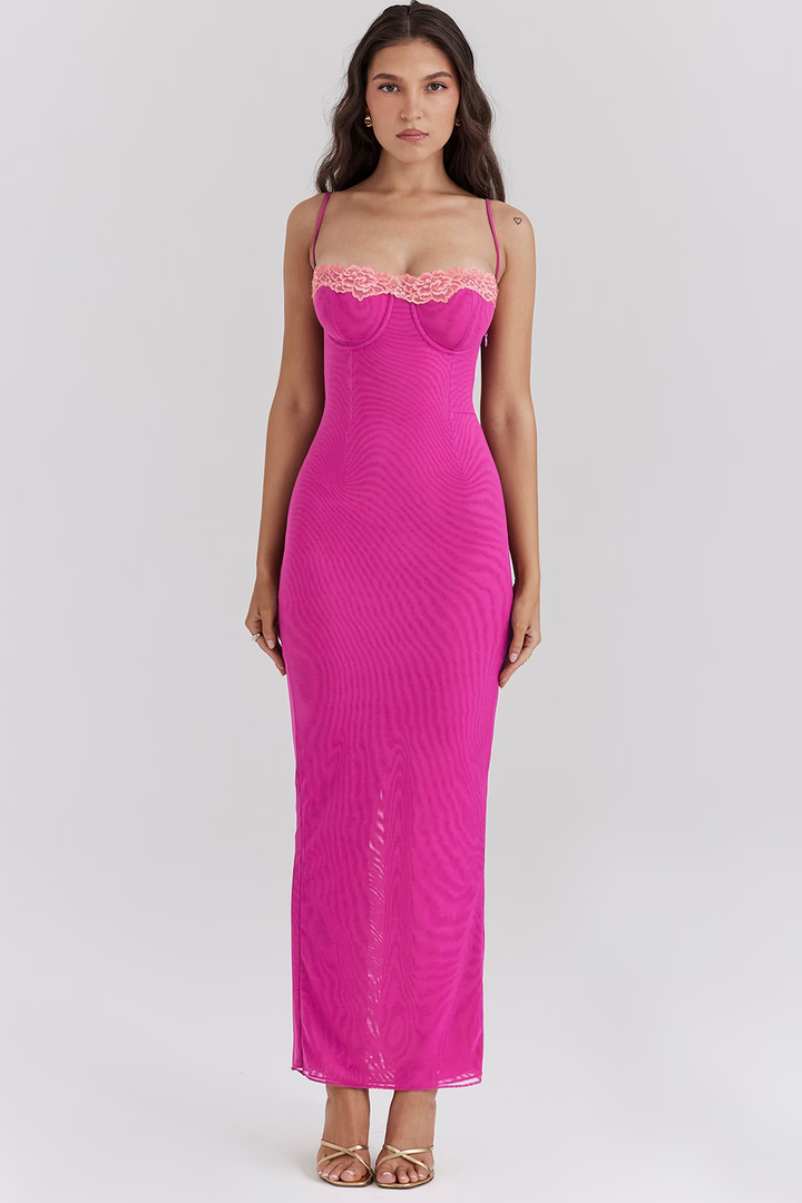 Sybil | Elegant Lace Detail Bodycon Maxi Dress